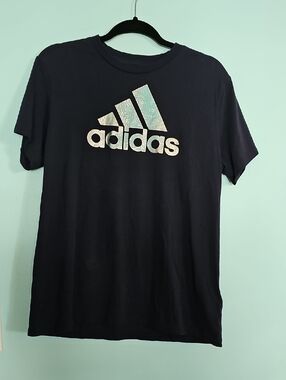 adidas Black Tee with Iridescent Logo